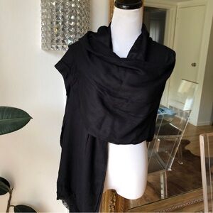 Black Silk Scarf Shawl Wrap